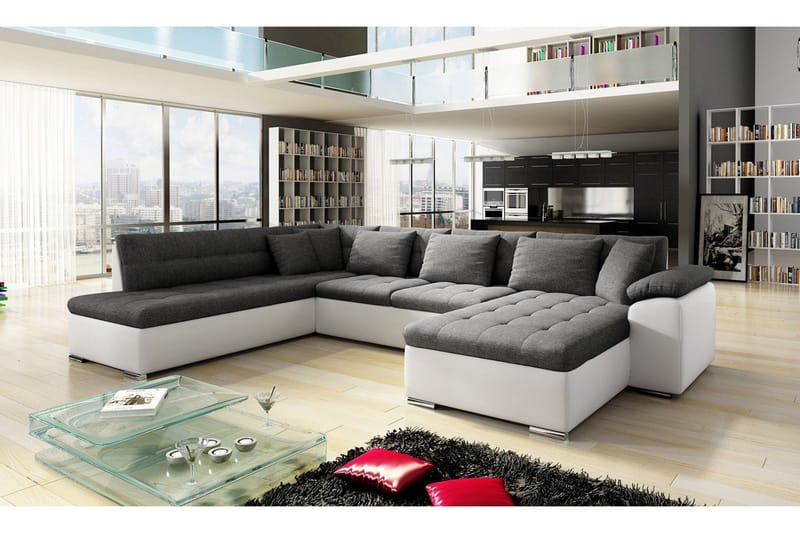 U-Vuodesohva Niko 350x205x76 cm - Beige/Harmaa - Huonekalut - Sohva - Vuodesohva