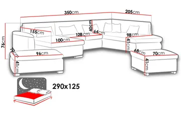 U-Vuodesohva Niko 350x205x76 cm - Beige/Harmaa - Huonekalut - Sohva - Vuodesohva