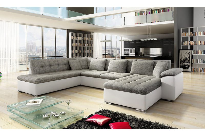 U-Vuodesohva Niko 350x205x76 cm - Beige/Harmaa - Huonekalut - Sohva - Vuodesohva