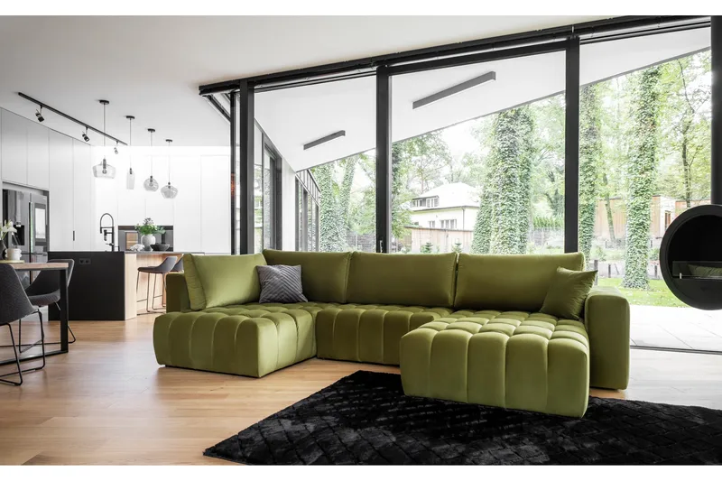 U-vuodesohva Robstown Divaani Oikea - Tummanvihreä - Huonekalut - Sohva - Vuodesohva