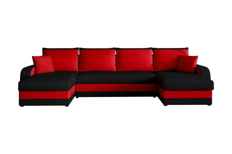 Vuodesohva Nyarp 4:n ist tupladivaanilla - Musta/Punainen - Huonekalut - Sohva - Vuodesohva - U-vuodesohva