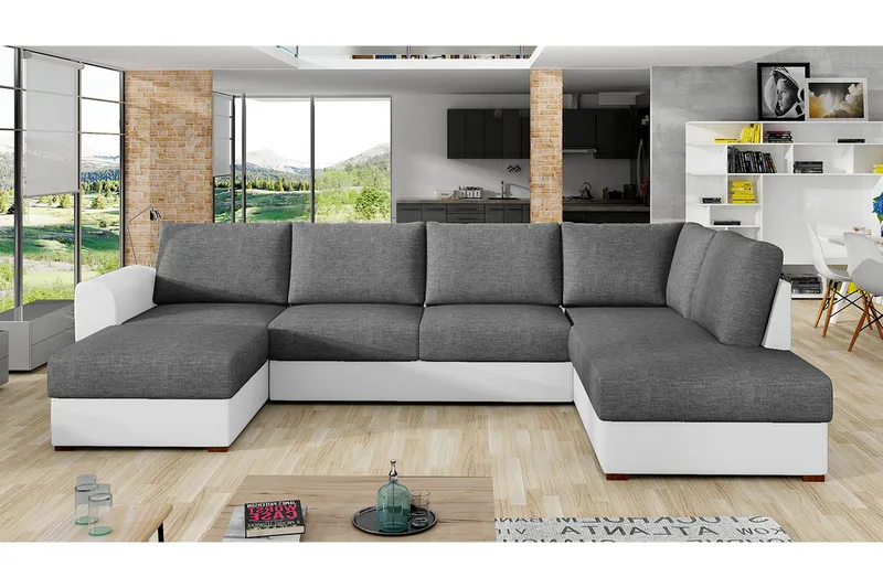U-vuodesohva Wilma 6:n ist - Harmaa/Valkoinen - Huonekalut - Sohva - Vuodesohva