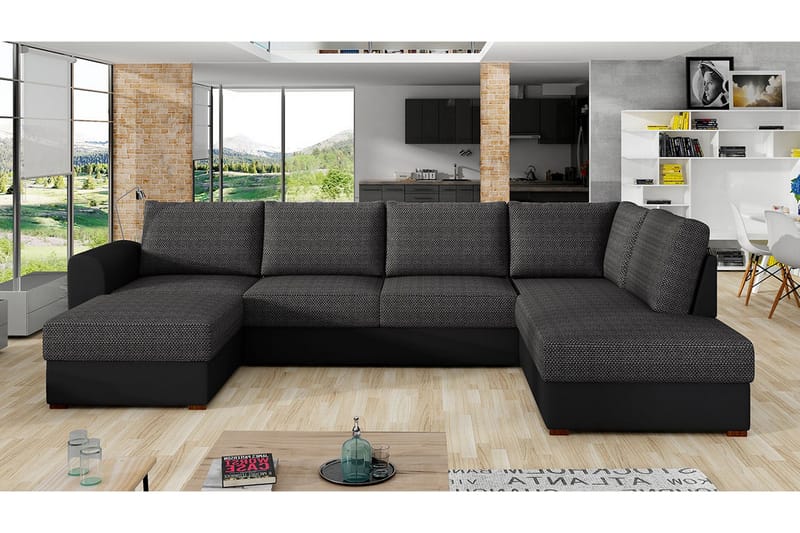 U-vuodesohva Wilma 6:n ist - Tummanharmaa/Musta - Huonekalut - Sohva - Vuodesohva