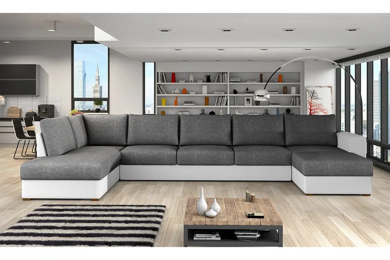 U-vuodesohva Wilma Vasen - Harmaa/Valkoinen - Huonekalut - Sohva - Vuodesohva