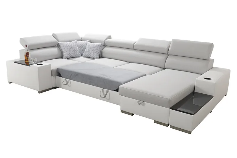 U-vuodesohva Zane Divaani Oikea - Valkoinen/Vaaleanharmaa - Huonekalut - Sohva - Vuodesohva