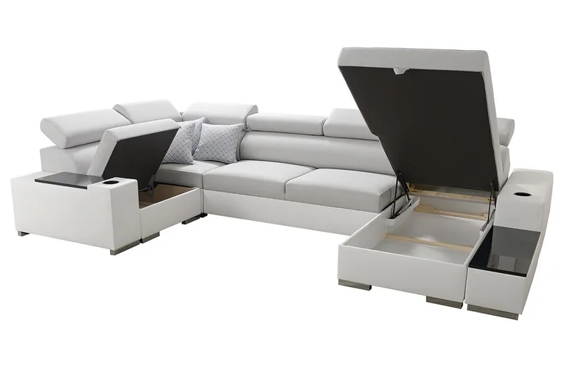 U-vuodesohva Zane Divaani Oikea - Valkoinen/Vaaleanharmaa - Huonekalut - Sohva - Vuodesohva