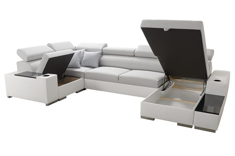 U-vuodesohva Zane Divaani Oikea - Valkoinen/Vaaleanharmaa - Huonekalut - Sohva - Vuodesohva