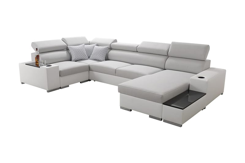 U-vuodesohva Zane Divaani Oikea, Valkoinen/Vaaleanharmaa