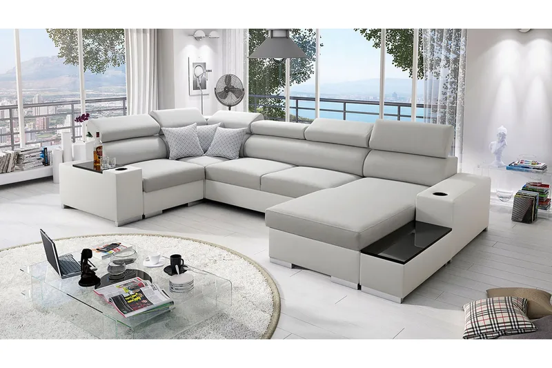 U-vuodesohva Zane Divaani Oikea - Valkoinen/Vaaleanharmaa - Huonekalut - Sohva - Vuodesohva