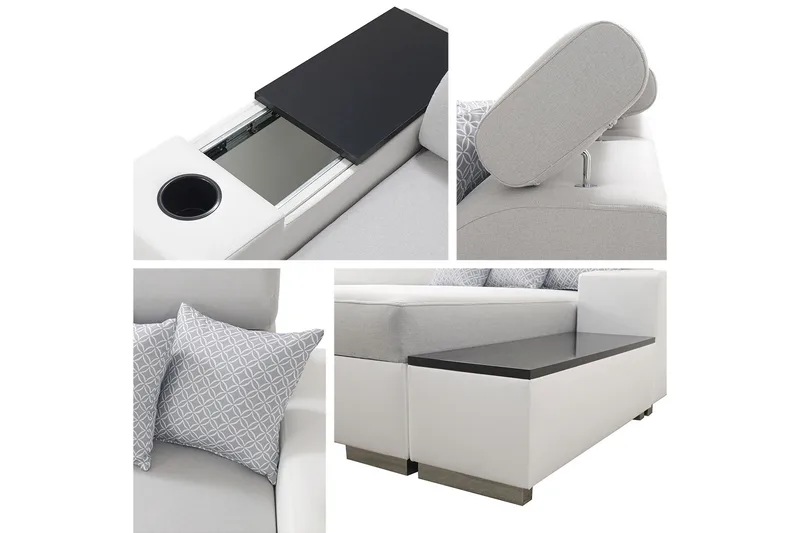 U-vuodesohva Zane Divaani Oikea - Valkoinen/Vaaleanharmaa - Huonekalut - Sohva - Vuodesohva