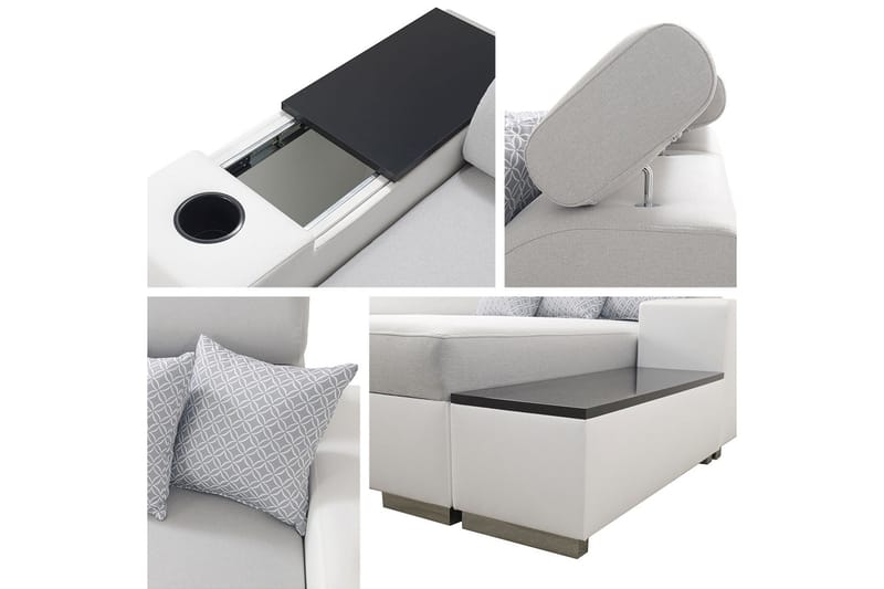 U-vuodesohva Zane Divaani Oikea - Valkoinen/Vaaleanharmaa - Huonekalut - Sohva - Vuodesohva