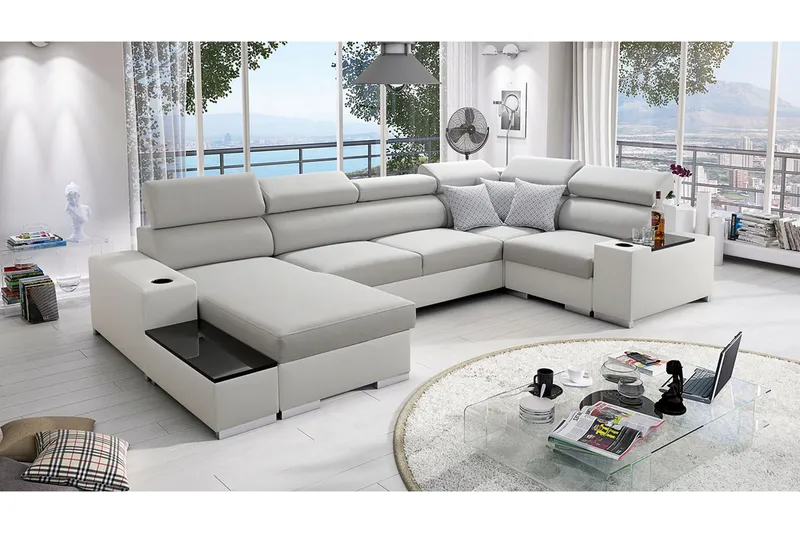 U-vuodesohva Zane Divaani Vasen - Vaaleanharmaa/Valkoinen - Huonekalut - Sohva - Vuodesohva