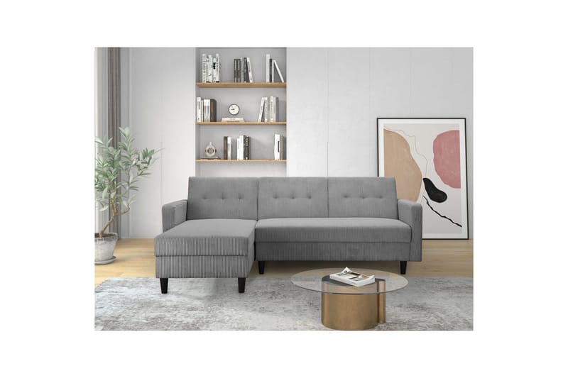 Vuodesohva, jossa yksi divaani ilman ezlongia Loft24 Vuodesohva Hartford II 213x153x82 cm, harmaa Grå - Huonekalut - Sohva - Vuodesohva