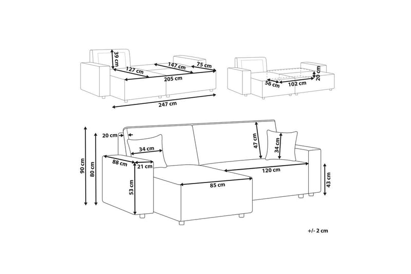 Vuodesohva, oikeakätinen Abacka - Ruskea, Musta - Huonekalut - Sohva - Vuodesohva