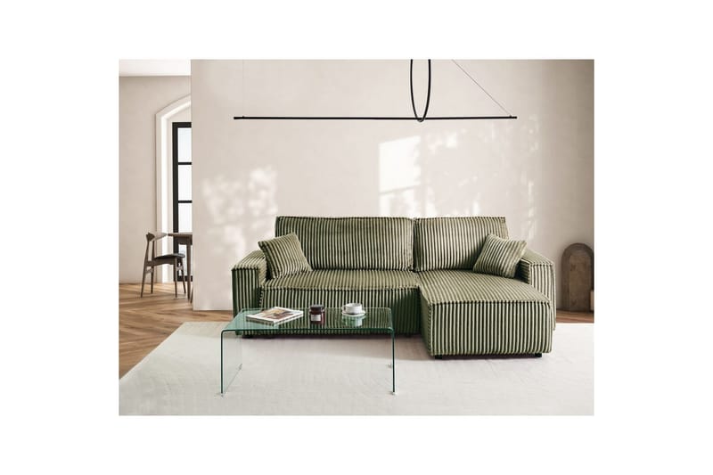 Vuodesohva, vasenkätinen Abacka - Vihreä, musta - Huonekalut - Sohva - Vuodesohva