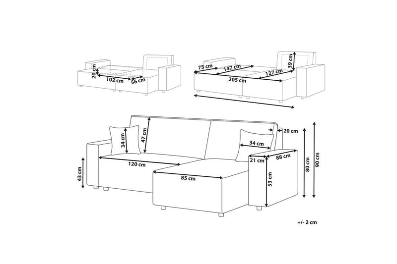 Vuodesohva, vasenkätinen Abacka - Vihreä, musta - Huonekalut - Sohva - Vuodesohva