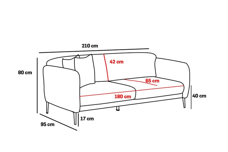 Vuodesohva 3:n ist Genna 180x90 cm - Beige - Huonekalut - Sohva - Vuodesohva - 3 istuttava vuodesohva