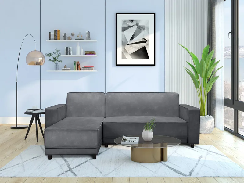 Vuodesohva Allie Antrasiitti, Sametti, 82x229x154 cm - Antrasiitti, Sametti, 82x229x154 cm - Huonekalut - Sohva - Vuodesohva