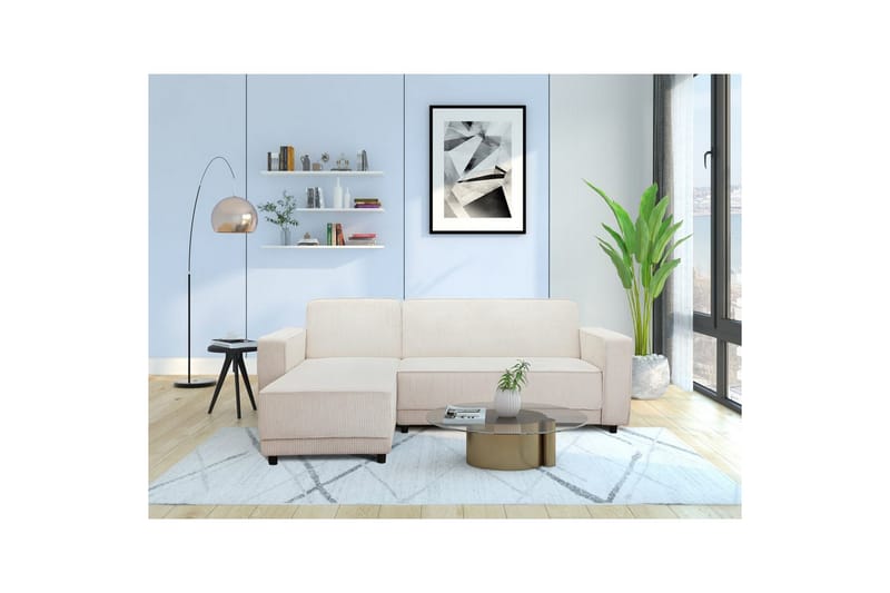Vuodesohva Allie Kermanvärinen, Cordoroy, 82x229x154 cm - Kermanvärinen, Cordoroy, 82x229x154 cm - Huonekalut - Sohva - Vuodesohva