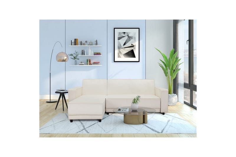 Vuodesohva Allie Kermanvärinen, Sametti, 82x229x154 cm - Kermanvärinen, Sametti, 82x229x154 cm - Huonekalut - Sohva - Vuodesohva