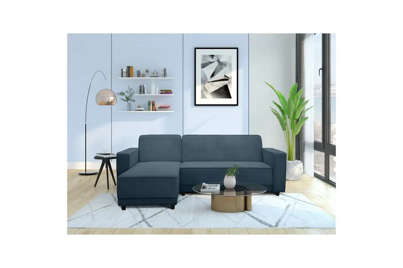 Vuodesohva Allie Sininen, Cordoroy, 82x229x154 cm, Sininen, Cordoroy, 82x229x154 cm