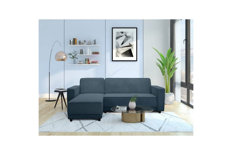 Vuodesohva Allie Sininen, Cordoroy, 82x229x154 cm - Sininen, Cordoroy, 82x229x154 cm - Huonekalut - Sohva - Vuodesohva