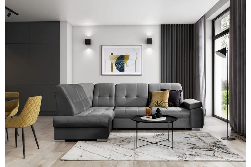 Vuodesohva avopäädyllä Amelya 3:n ist - Harmaa - Huonekalut - Sohva - Vuodesohva