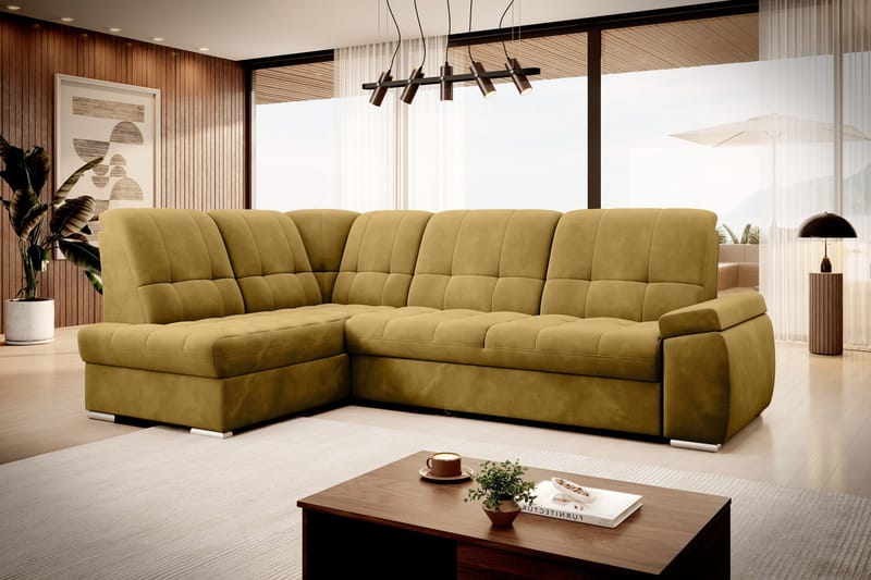 Vuodesohva avopäädyllä Amelya 3:n ist - Keltainen - Huonekalut - Sohva - Vuodesohva