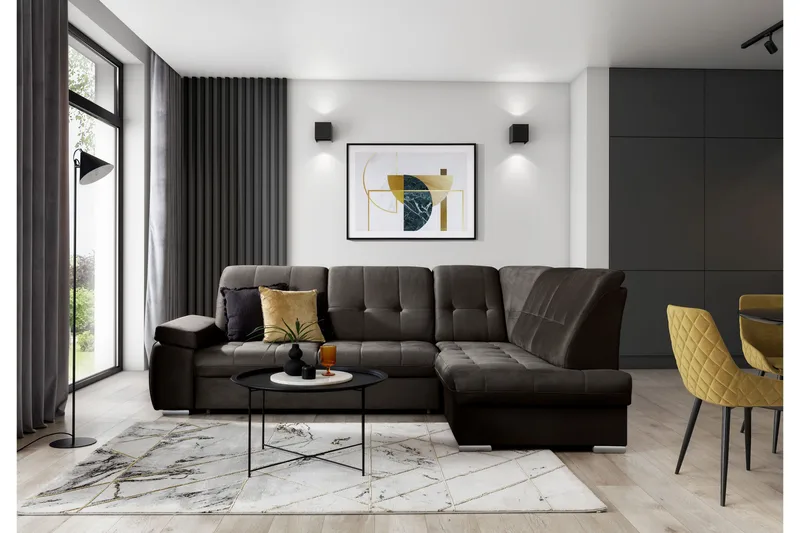 Vuodesohva avopäädyllä Amelya 3:n ist - Tummanruskea - Huonekalut - Sohva - Vuodesohva