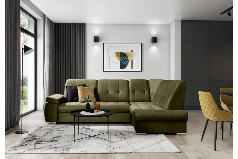 Vuodesohva avopäädyllä Amelya 3:n ist - Vihreä - Huonekalut - Sohva - Vuodesohva