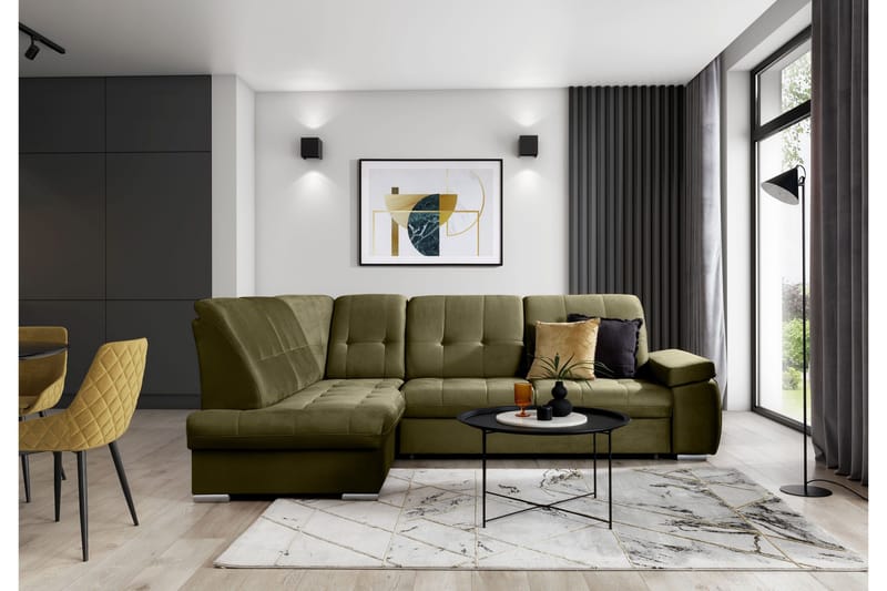 Vuodesohva avopäädyllä Amelya 3:n ist - Vihreä - Huonekalut - Sohva - Vuodesohva