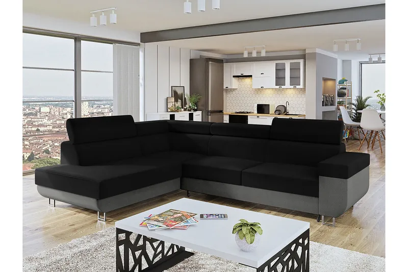 Vuodesohva avopäädyllä Argueso 3:n ist L-muoto - Harmaa - Huonekalut - Sohva - Vuodesohva