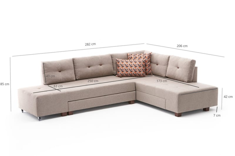 Vuodesohva avopäädyllä Cyprus Oikea - Kermanvalkoinen/Musta - Huonekalut - Sohva - Vuodesohva