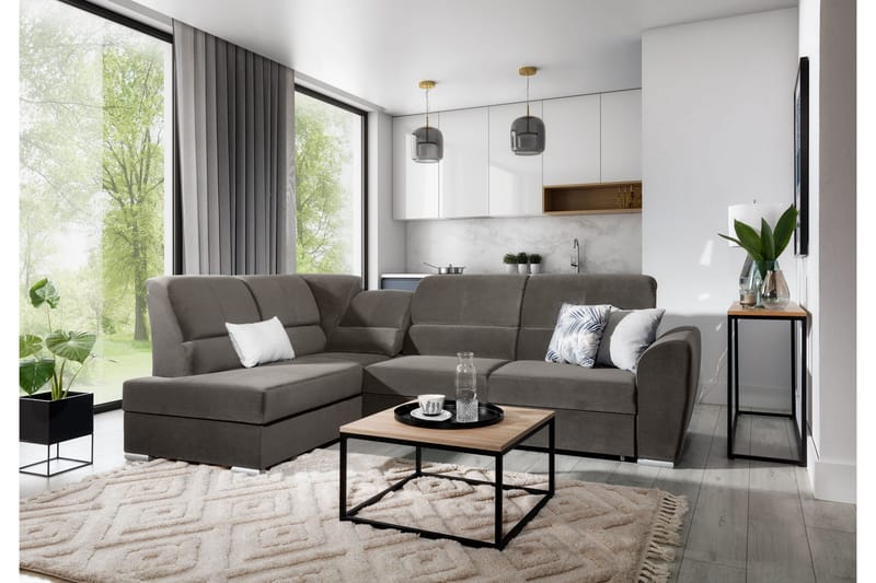 Vuodesohva avopäädyllä Keith 3:n ist - Harmaa - Huonekalut - Sohva - Vuodesohva