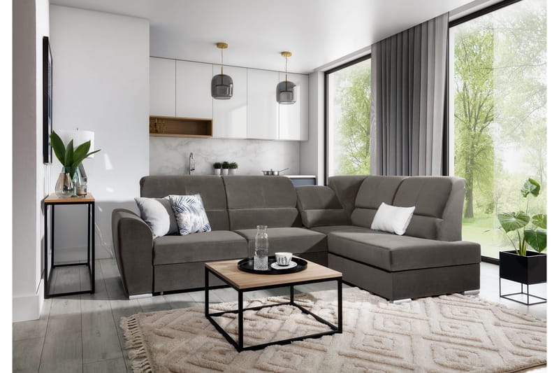 Vuodesohva avopäädyllä Keith 3:n ist - Harmaa - Huonekalut - Sohva - Vuodesohva