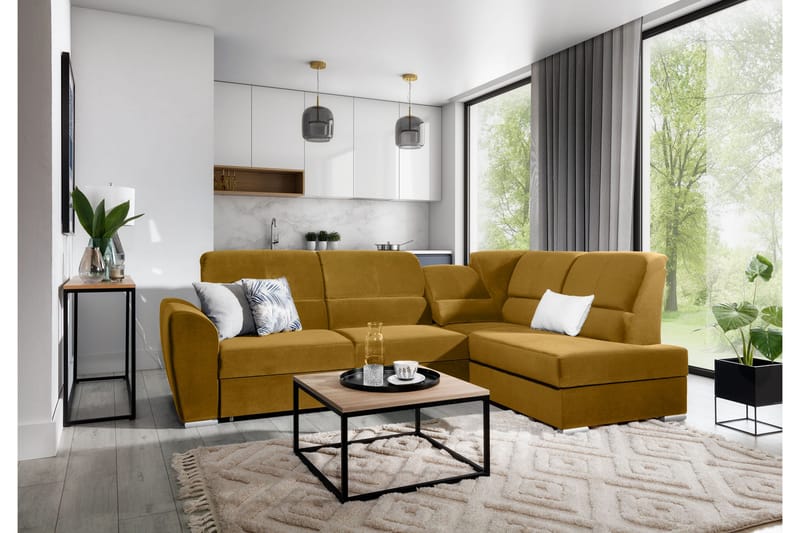 Vuodesohva avopäädyllä Keith 3:n ist - Keltainen - Huonekalut - Sohva - Vuodesohva