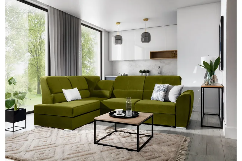 Vuodesohva avopäädyllä Keith 3:n ist - Vihreä - Huonekalut - Sohva - Vuodesohva