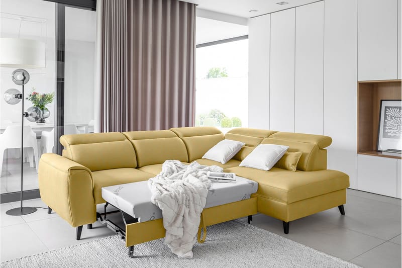 Vuodesohva avopäädyllä Yasmine 3:n ist - Keltainen - Huonekalut - Sohva - Vuodesohva