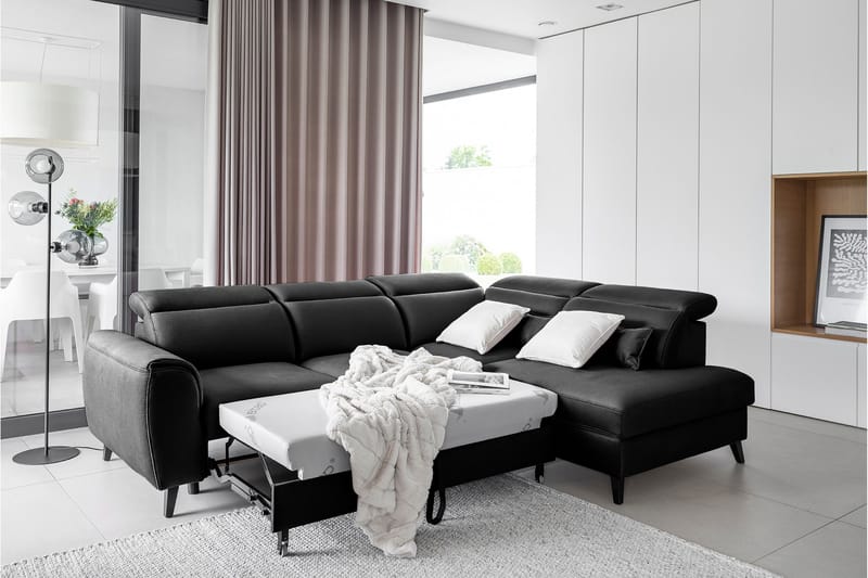 Vuodesohva avopäädyllä Yasmine 3:n ist - Musta - Huonekalut - Sohva - Vuodesohva