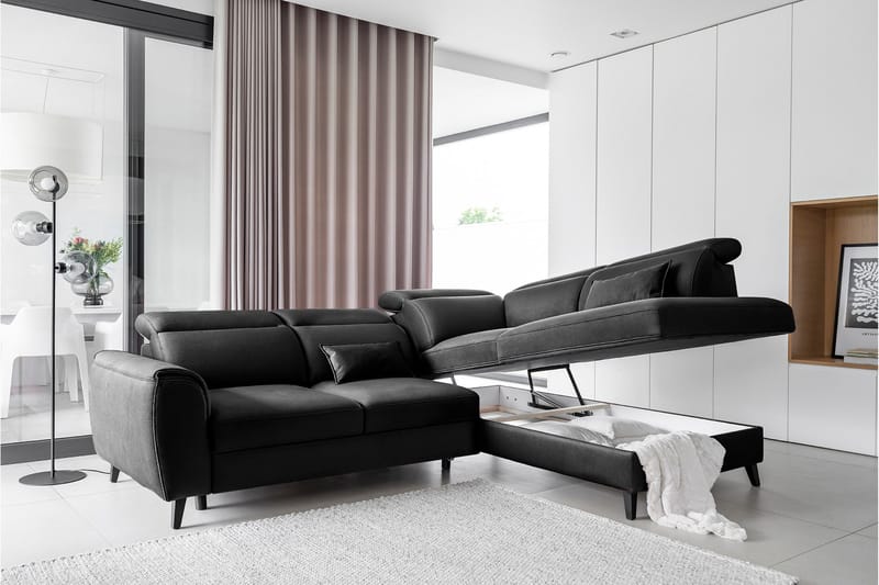 Vuodesohva avopäädyllä Yasmine 3:n ist - Musta - Huonekalut - Sohva - Vuodesohva