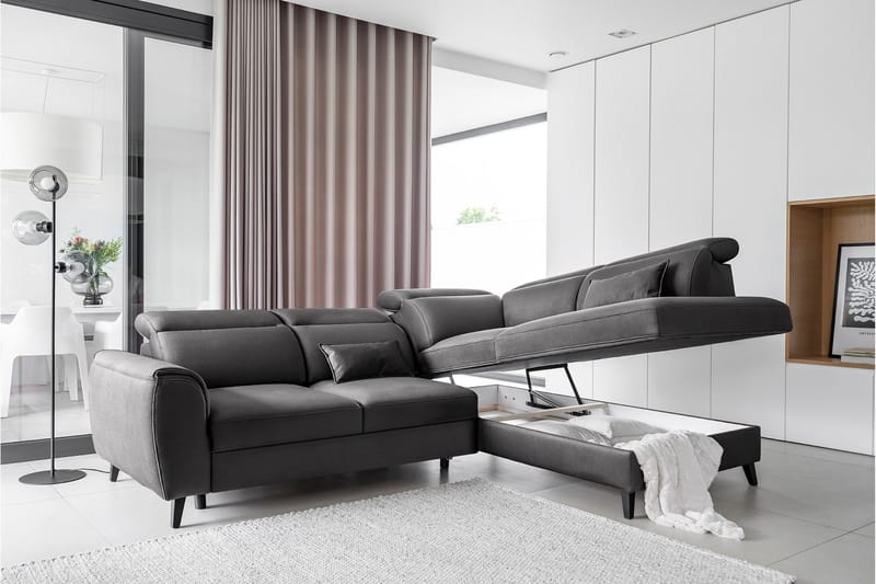 Vuodesohva avopäädyllä Yasmine 3:n ist - Tummanharmaa - Huonekalut - Sohva - Vuodesohva