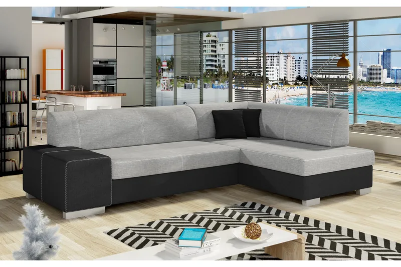 Vuodesohva Bargam divaanilla - Harmaa/Musta - Huonekalut - Sohva - Vuodesohva