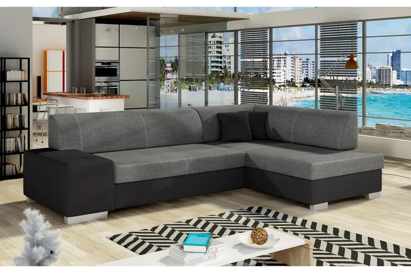 Vuodesohva Bargam divaanilla - Harmaa/Musta - Huonekalut - Sohva - Vuodesohva