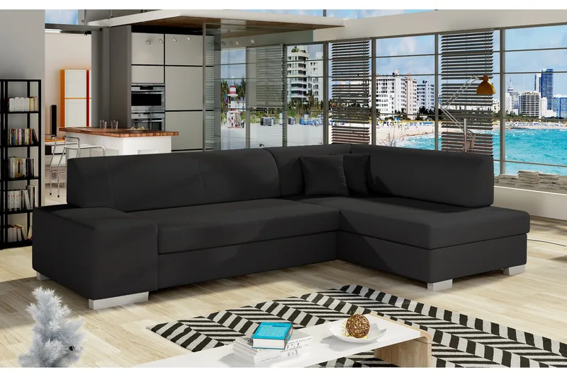 Vuodesohva Bargam divaanilla - Musta - Huonekalut - Sohva - Vuodesohva