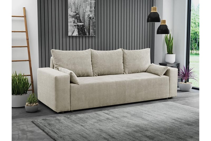 Vuodesohva - Beige - Huonekalut - Sohva - Vuodesohva - 3 istuttava vuodesohva