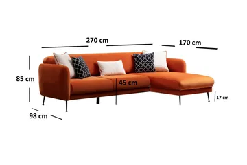 Vuodesohva Daquawn Divaanilla Oikea - Oranssi - Huonekalut - Sohva - Vuodesohva