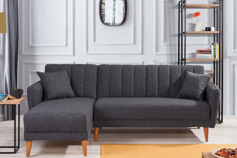 Vuodesohva Divaanilla Banize Vasen - Tummanharmaa/Luonnonväri - Huonekalut - Sohva - Vuodesohva