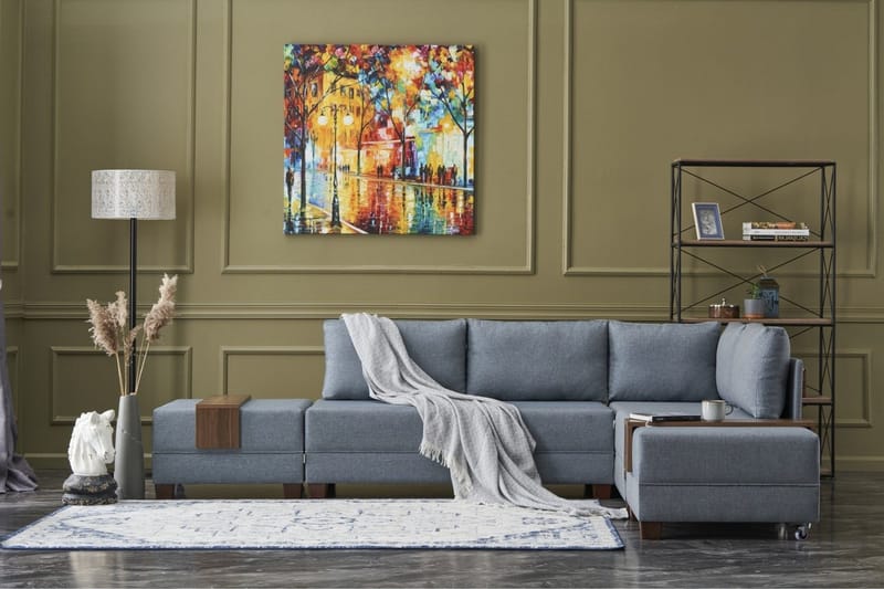 Vuodesohva divaanilla Bulgaria 4:n ist 140x190 - Sininen - Huonekalut - Sohva - Vuodesohva