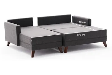 Vuodesohva Divaanilla BuPyöreäi Mini Vasen - Antrasiitti/Ruskea - Huonekalut - Sohva - Vuodesohva