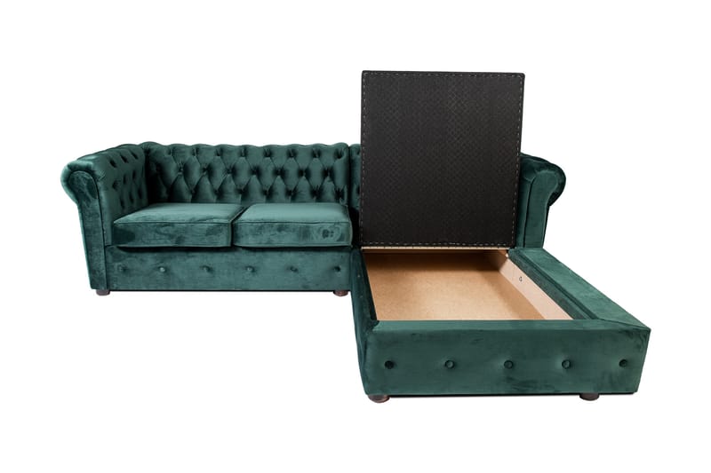 Vuodesohva divaanilla Chesterfield Kristina - Tummanvihreä - Huonekalut - Sohva - Vuodesohva